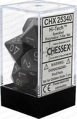 D7-Die Set Dice Speckled Polyhedral Hi-Tech (7 Dice in Display) - Cleric's Crypt