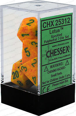 D7-Die Set Dice Speckled Polyhedral Lotus (7 Dice in Display) - Cleric's Crypt